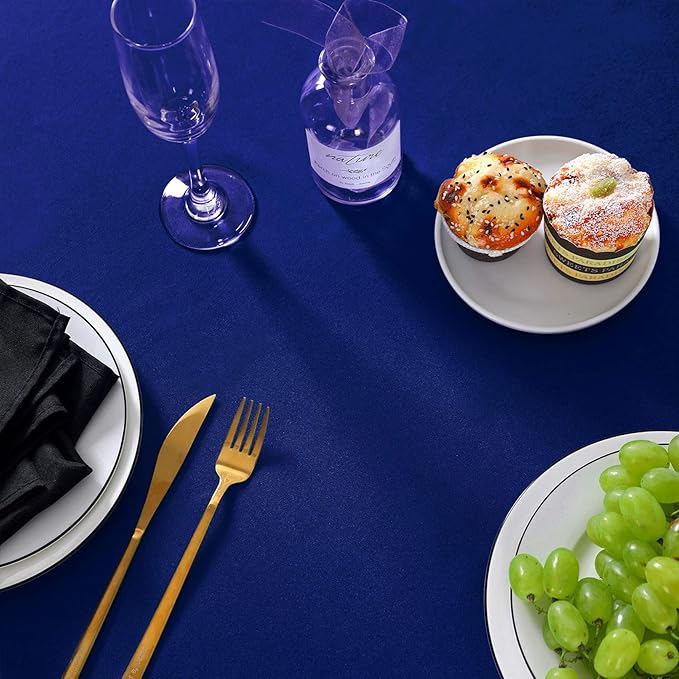 Rectangle Tablecloth 90x132 inch Washable Polyester Fabric Table Cloth for Wedding Party Dining Banquet Decoration（90x132, Royal Blue）