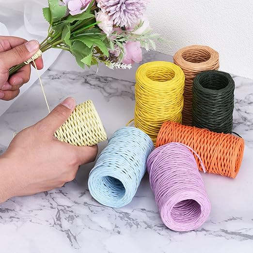 PATIKIL 164 Feet Floral Bind Wire Wrap Twine, 2mm Florist Wire Iron Wire Paper Covered Vine Wrapping Binding Wire for Flower Bouquets, Orange