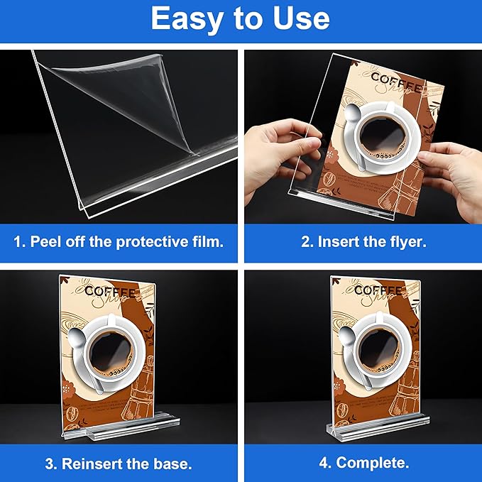 5x7 Acrylic Sign Holder, 12 Pack Vertical Plastic Signs Frame Table Top Display, Double Sided Display Flyer Holder Menu Holders Clear Stand for Office Store Show Fair
