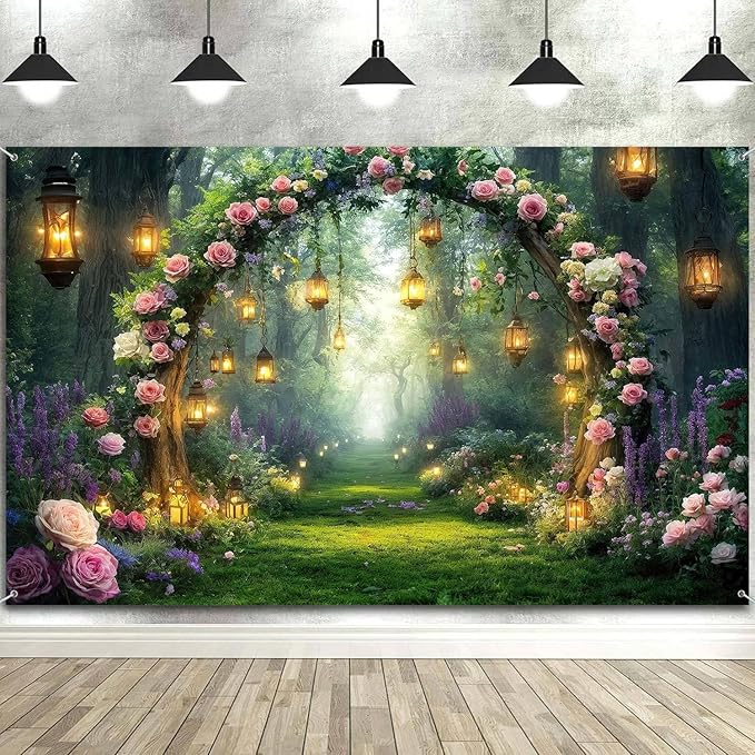 20x10ft Purple Flower Wedding Photography Backdrop Lavender Floral Wedding Bridal Photography Backdrop Anniversary Birthday Baby Shower Girl Party Banner Photo Booth Props Background Wall Decor
