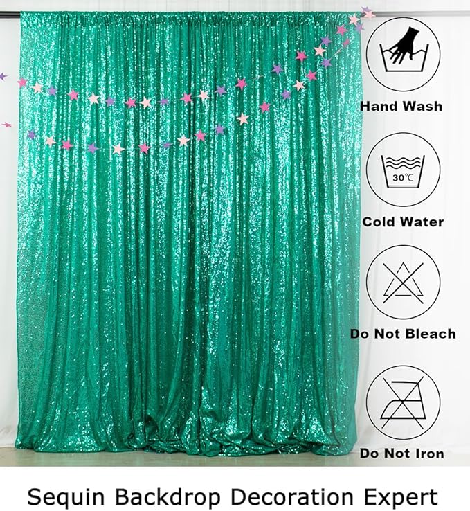ShinyBeauty Premium Sequin Photography Backdrop 4x7 FT -Green Glitter Fabric Backdrop Curtain for Wedding, Birthday, Party Decor -Sequined Curtains (Green)