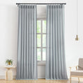 Vision Home Blue Fog Pinch Pleated Semi Sheer Curtains Textured Linen Blended Light Filtering Window Curtains 120 inch for Living Room Bedroom Pinch Pleat Drapes with Hooks 10ft 2 Panels 40" Wx120 L
