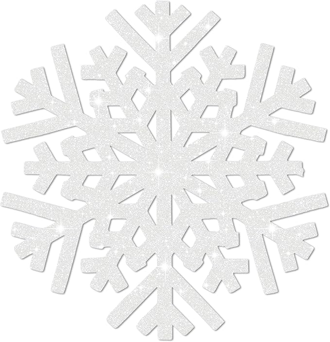 30Pcs Snowflake Paper Placemats Christmas Sliver Glitter Disposable Place Mats Winter Round Sparkle Decorative Table Chargers Xmas Snowflake Decoration for Holiday Festival Dining Tableware