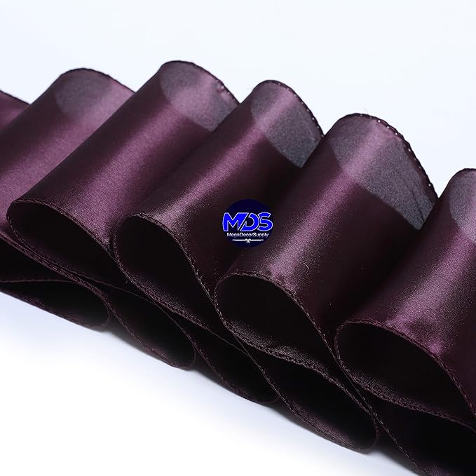 MDS Pack of 10 PCS Satin Chair Sashes Charmeuse Sateen Dining Chair Bows Ribbon Ties Back Sash for Wedding Party Birthday Home Hotel Restaurant Banquet Decoration (7 x 108 Inch, Plum)