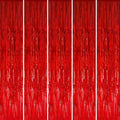GOER 3.2 ft x 8.2 ft Metallic Tinsel Foil Fringe Curtains Party Photo Backdrop Party Streamers for Birthday,Graduation,New Year Eve Decorations Wedding Decor (5 Packs,Red)
