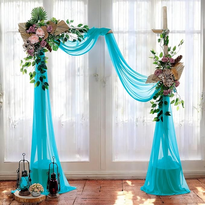 MDS Halloween Chiffon Draping Fabric - 1 Panel, 30" Wide x 40ft Long - Sheer Spooky Arbor & Canopy Drapery for Haunted House Backdrops, Party Ceilings, DIY Costumes & Themed Events - Peacock Blue