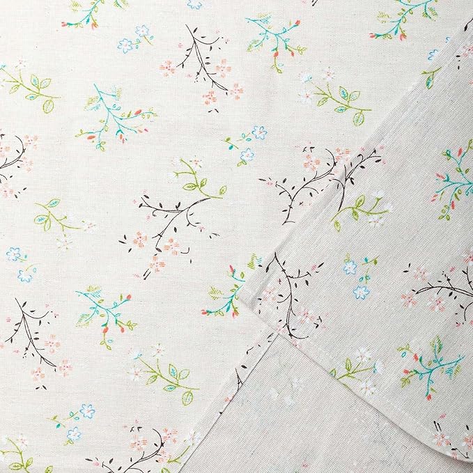 YiHomer Pastoral Round Tablecloth - 60 Inch Dia. - Beige Linen Table Cloth - Washable Table Cover with Dust-Proof Wrinkle Resistant for Restaurant, Picnic, Bistro, Indoor and Outdoor Dining, Gardenia
