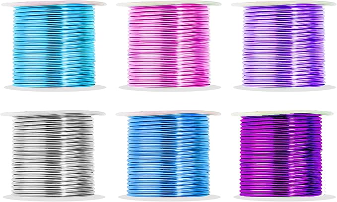Mandala Crafts 13 Gauge Anodized Aluminum Craft Wire for Jewelry Making - 300 FT Colored Flexible Silver Lavender Purple Pink Ice Blue Turquoise Wire - Bendable for Bonsai Armature Crafting Sculpting