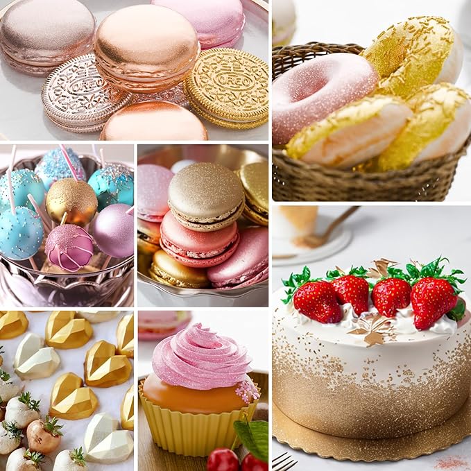 Edible Glitter Paint Set- 6 Color Food Coloring Metallic Glitter Paint for Baking, Cake Decorating - Food Grade Art Decorative Cake Paint for Cupcakes, Cookies, Fondant, Donuts, Macaron, Candy (Iridescence, 6 color)