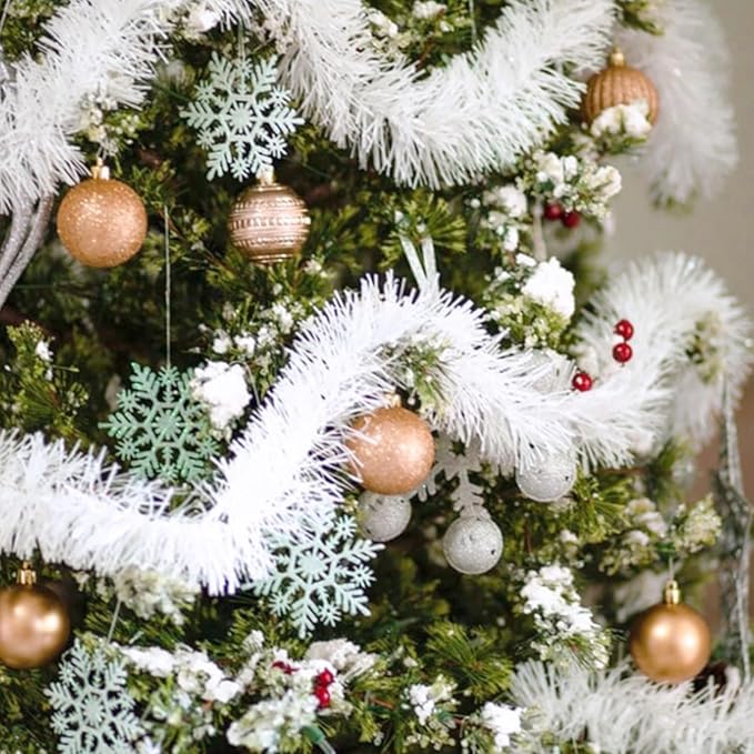 50 Feet Christmas Foil Fringe Banner Metallic Tassle Garland Metallic Backdrop Parade Floats Shiny Hanging Ceiling, Valentine's, Wedding, New Year Party Decorations(2" x 50', Macaron White)