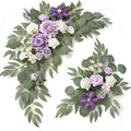 Muhanjia Wedding Sign Faux Flower Swag (Pack of 2) for Ceremony Party Reception Entrance Floral Decor Wall Easel Stand for Wedding Poster Welcome Sign (Purple)