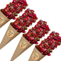 PATIKIL Dried Flower Confetti Cones, 30Pcs Paper Tapers Cone Holder with Dried Rose Petal / Sticker for Wedding Party Engagement Birthday DIY Decoration, Red/Purple