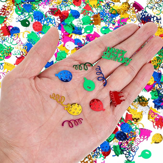 3000PCS Happy Birthday Confetti, Colorful Table Confetti, Metallic Foil Sprinkles or DIY Multicolor Birthday Sequins Metallic, Suitable for Birth day Party, Baby Shower, DIY Arts and Crafts