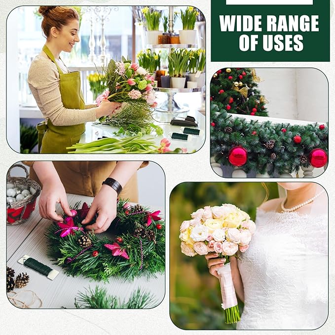 Ferraycle 36 Pack Green Floral Wire 38 Yards 22 Gauge Flexible Paddle Florist Christmas Green Wire for Crafts Christmas Wreaths Tree Garland and Floral Flower Arrangements