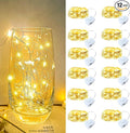12 Pack Led Fairy Lights - Warm White, Battery Operated LED Silver Wire String Lights, 7FT 20LED Mini Firefly Starry String Lights Waterproof Led Twinkle Lights for Mason Jar DIY Christmas Decor