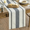 Artoid Mode Dark Grey Farmhouse Woven Rustic Table Runner, Seasonal Holiday Hollow Kitchen Dining Table Decoration for Home Party Decor 12x60 Inch