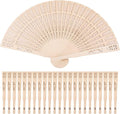 Durony 24 Piece Sandalwood Fans - Wooden Handheld Folding Fans, Scented, Vintage, for Wedding Decoration & Christmas Gifts, Natural
