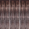 3 Pack Foil Fringe Backdrop - Brown Shiny Tinsel Curtains for Party Decoration/Photo Booth Props - 3.3x8.2 FT Metallic Foil Backdrop for Birthday, Wedding, Graduation, Christmas.
