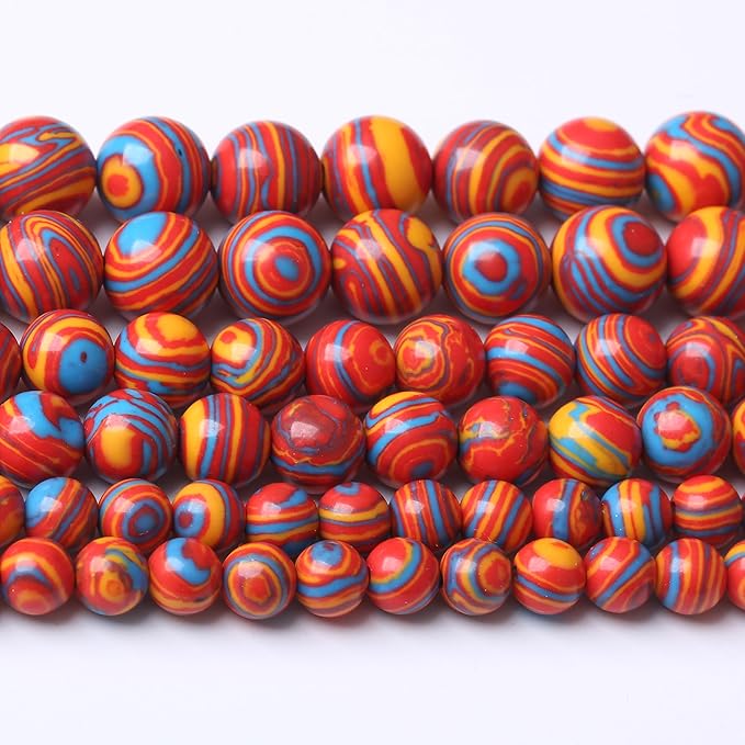 Red Yellow Blue Peacock Turquoise Stone Beads Gemstone Round Crystal Energy Jade Beads Stone Beads for Jewelry Making DIY Bracelet Necklace Jewelry Making 1 Strand 15.5inch 4MM