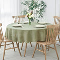 maxmill Lux Faux Linen Tablecloth with Slubby Texture Wrinkle Resistant Anti-Shrink Soft Table Cloth for Kitchen Dining Restaurant Tabletop for Event Holiday Dinner Round 70 Inch Sage Green