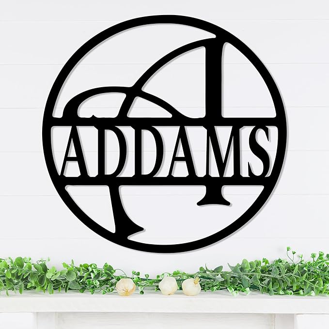 Personalized Metal Name Signs, Split Letter Monogram Wall Decor, Custom Last Name Sign, Family Name Sign for Outdoor, Personalized Wedding Gift, Garden Decor, Metal Wall Art, Housewarming Gift (MonogramDesign_3)