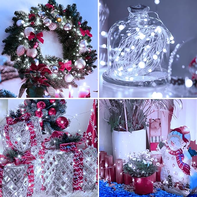 20 Pack Fairy Lights Battery Operated - 7ft 20 Led Twinkle Lights 3 Modes, Bulk Mini String Lights Waterproof for Mason Jars Vases DIY Party Wedding Decoration Christmas -Cold White
