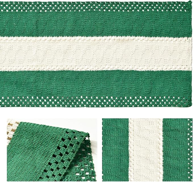 Artoid Mode Dark Green Farmhouse Rustic Table Runner, Seasonal Hollow Kitchen Dining Table Decoration for Home Party Decor 12x72 Inch