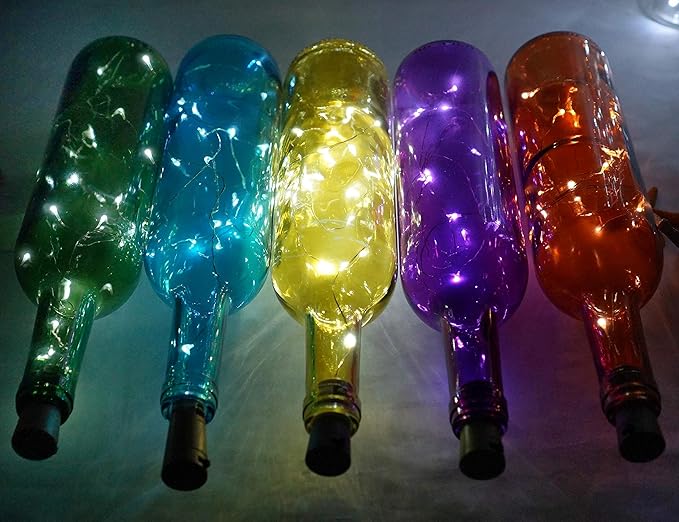 Wine Bottle Lights with Cork, Battery Operated 9 Pack 20 LED Cork Shape Silver Wire Fairy Mini String Lights(No Bottles) for DIY, Party, Decor, Christmas, Halloween,Wedding (9, Cool White)