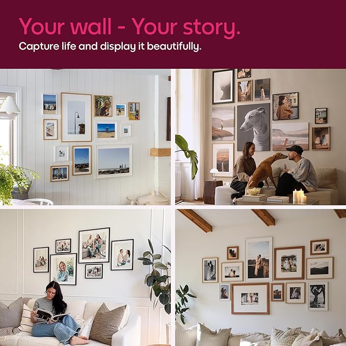 Mixtiles Official - Custom Photo Tiles - Personalized Printed Photos - Magnetic Wall Frames - Adhesive Sticker, No Nails - Various Sizes and Frames - 8x8-tiles-Tile - Oak Frame
