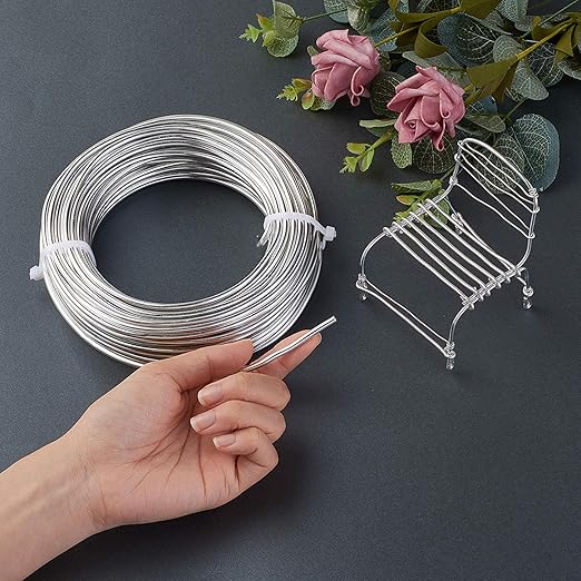 Fashewelry 65.6 Feet 3.5mm Aluminum Wire Silver Bendable Metal Craft Wire for Beading Jewelry Craft Making