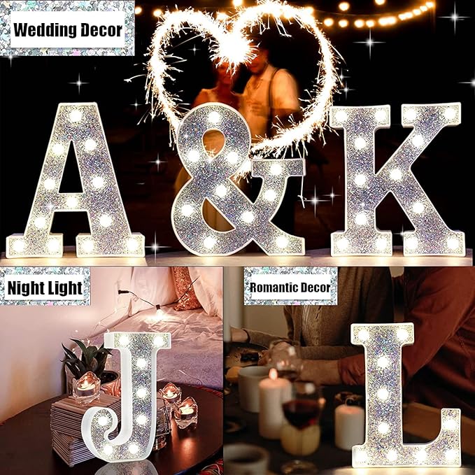 Pooqla Light Up Letters, LED Marquee Letters for Silver Birthday Decorations, Battery Powered Night Light Teenager Girl Room Decor, Gift for Girls Boys Wedding Bedroom Christmas Party Decor, Letter Y