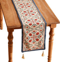 patdrea Designer Vintage Bright Farmhouse Linen Table Runner 71 Inch Long, Maroon Floral Pattern Table Mat, Decoration for Kitchen Dining Table Coffee Table Cabinet Banquet Christmas ,12"*71"