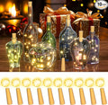 PChero Wine Bottle Cork Lights with Timer, 10 Pack 20 LED 6.6 ft Fairy String Lights Battery Operated for DIY Party Wedding Christmas Festival Bar Decoration, Warm White
