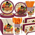 452 Pcs Turkey Thanksgiving Party Supplies for 50 Guests, Fall Thanksgiving Paper Plates Napkins Cups Tablecloth Cutlery Straws Tableware Set for Autumn Friendsgiving Party Decorations