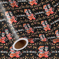 LeZakaa Day of the Dead Wrapping Paper Roll, Skulls, Día de Muertos Skeleton Couple Playing Guitar Design, for Party Celebrations, Romance, Mini Roll 17 in x 16.4 Ft