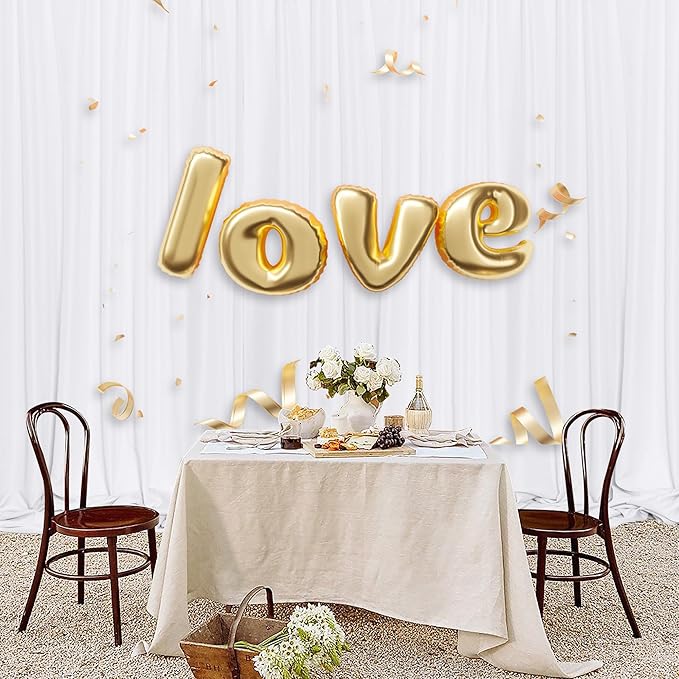 MEETSKY 10 feet x 10 feet White Backdrop Curtain for Parties Wedding Decor- White Photography Rod Pocket Backdrop Drapes Polyester Fabric Curtain for Birthday Holiday Party, 5ft x 10ft, 2 Panels