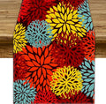 Red Yellow Dahlia Table Runner, Seasonal Autumn Thanksgiving Pattern Print for Home Kitchen Table Decor Dining Coffee Room Party Decor 13x120 Inch