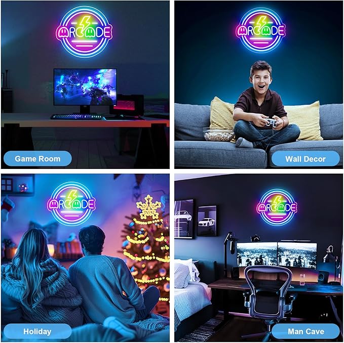 Gamer Neon Sign for Gamer Room Decor, Dimmable Arcade Neon Signs for Wall Decor, USB Powered Bright LED Neon Gaming Signs for Boys Room, Best Gamer Gifts for Teenage Boys, Kids(13.3”x13.3”)