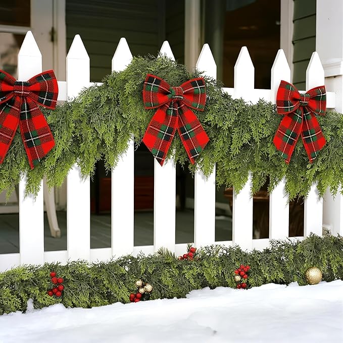 Real Touch Cedar Garland - Artificial Christmas Garlands Faux Green Cedar Fake Pine Needles Garland for Fireplace,Table, Stairs, Mantle, Window,Indoor Outdoor,Home,Holiday Decor(1 PCS,5 FT)
