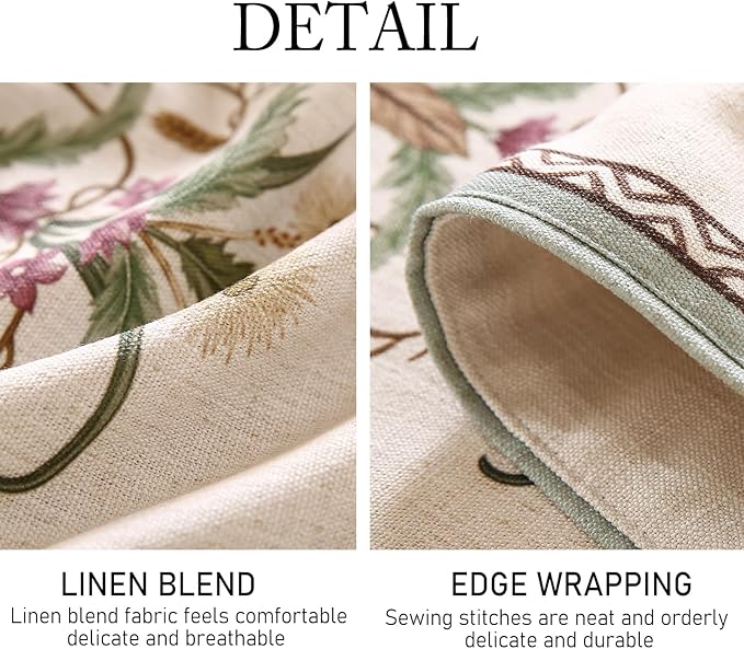 ISAENNE Designer French Country Linen Table Runner 102 Inches Long,Elegant Colorful Floral Pattern Table Runners for Dining Tables,Thanksgiving,Christmas,Kitchen Decor,12"*102"-Serenity F