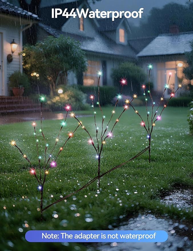 Lighted Branches for Vases Plug in - 6 Pack 24Inch 60 LED Christmas DIY Twig Pathway Lights, Artificial Tree Bendable Xmas Fairy Lights with Stakes for Outdoor Indoor Party Decoration, Multicolor