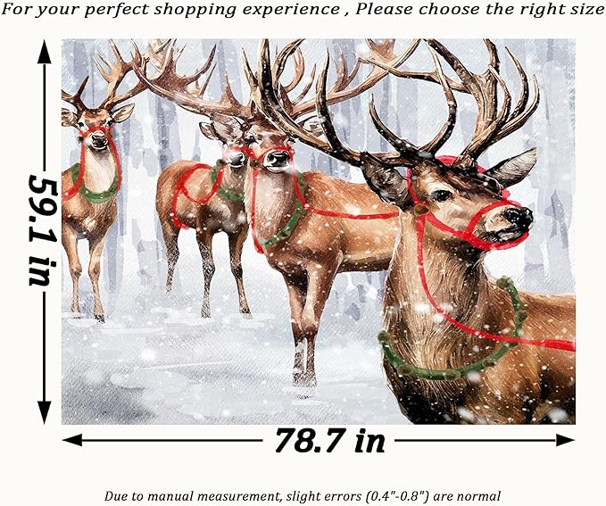 QGHOT Winter Tapestry Wall Hanging Winter Forest Backdrop Christmas Snowy Deer Wall Decor Snow Elk Tapestries for Bedroom Living Room Dorm Party Decoration, Large