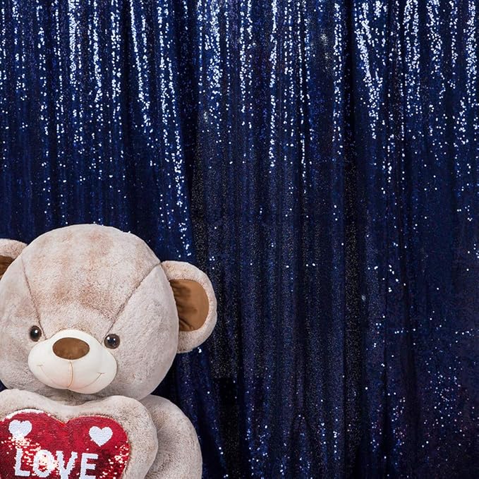 JYFLZQ Navy Blue Sequin Backdrop Curtains 6ft x 8ft 1 Panel Glitter Photo Booth Backdrops Sparkly Photography Background Drapes for Parties Wedding Bridal Showers