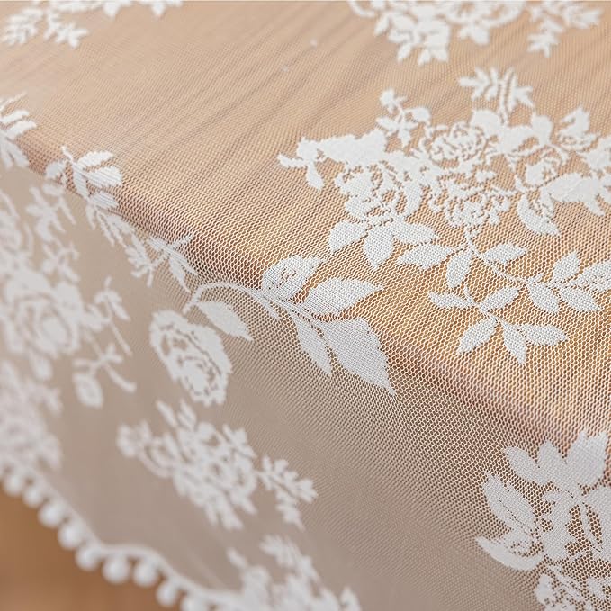 Jayla White Lace Tablecloth for Rectangular Tables, Vintage Style Wedding Table Cloths for Reception, Baby Shower, Birthday Party, Formal Dining, Dinner Parties 54 X 80 Inches