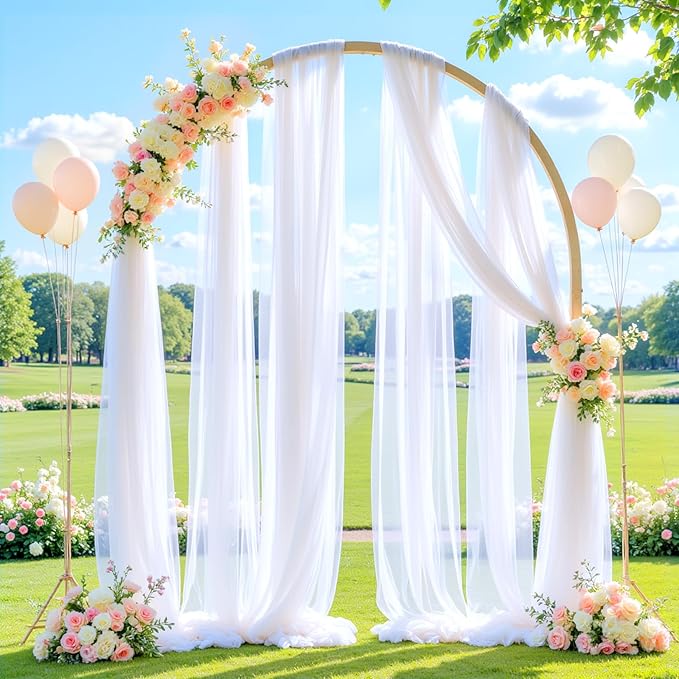 Wedding Arch Draping Fabric Backdrop 1 Panel 30" x 19Ft White Arch Drapes Curtains for Wedding Reception Sheer Tulle Backdrop Curtain for Ceremony Birthday Party Arbor Ceiling Decorations
