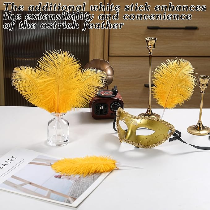 SOGUGOM Gold Craft Ostrich Feathers - 30PCS 8-10 inch Ostrich Feathers Kit for Centerpieces, Kindergarten Crafts, Dream Catchers and DIY Projects(Gold)