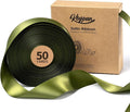 Green Satin Ribbon 1-1/2 Inch x 50 Yards Double-Faced for Gift Wrapping Crafts Flower Bouquet Invitations Holiday Decorating