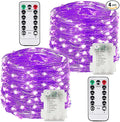 2 Pack 100LED Battery Operated Fairy Lights with Remote, 8 Modes LED String Lights with Timer, Dimmable, Memory Function, Waterproof Twinkle Lights for Outdoor Indoor Christmas Decor(Purple)
