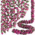 8 Pcs x 8.2 ft Flower Garland Artificial Rose Vine Flowers with Green Leaves Hanging Fake Roses Vine for Room Party Home Wedding Birthday Christmas Wall Arch Decor, Spring Magenta Flower