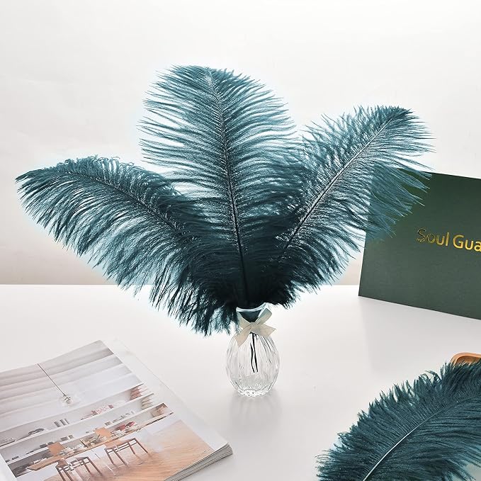 Ballinger Teal Ostrich Feathers Bulk - 24Pcs 12-14inch Feathers for Party Centerpieces,DIY Crafts and Home Decor